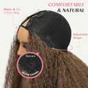 EINAEY Afro Curly V Part Wig, 1B 24" Synthetic Kinky V Part Wig, 180% Density Afro V Part with Curly Ends Wear and Go Glueless No Leave out Clip in