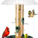 Kingsyard Metal Bird Feeders for Outdoors Hanging, Wild Bird Feeder with Large 11.5" Protective Dome and 8" Removable Tray, 3 lb Seeds Capacity (Green)