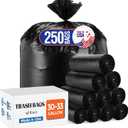 Delxo 30-33 Gallon Trash Bags, 250 Count  Medium Duty Garbage Bags, Thick, Durable & Puncture-Resistant Plastic Bolsas para basura, Perforated Design Made in USA for Kitchen, Yard, Office (Black)