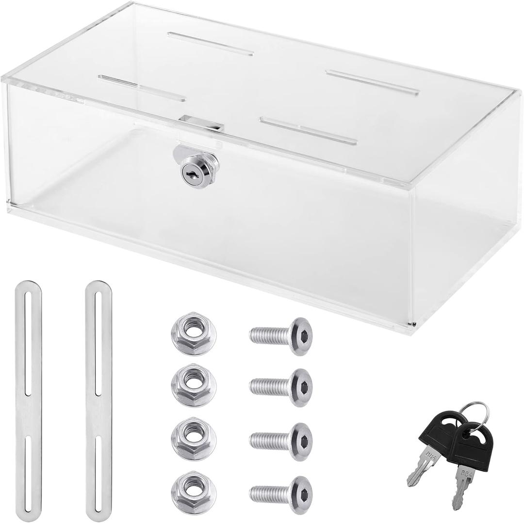 CiaoHER Clear Acrylic Refrigerator Medicines Insulin Narcotics Storage Lock Box with Two Keys and Mounting Hardware12''x6''x4.25''