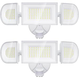 iMaihom 150W Motion Sensor Light Outdoor, 15000LM 6500K LED Security Floodlights, 3 Adjustable Head Motion Detection Light IP65 Waterproof for Yard Garage White 2pack