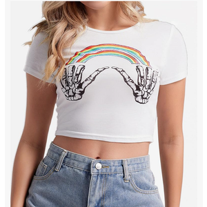 Women Cute Crop Tee Tops Short Sleeve Crop Tops S