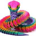 3D Printed Snake - 21 Inch Movable Articulated Snake, Perfect 3D Printed Animals for Educational Toys! Must-Have Toys for Kids and Collectors, Home Office Executive Desk Decor (Rainbow)