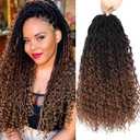 Col Bling Goddess Locs Crochet Hair 18 Inch 8 Packs Ombre Faux Locs Crochet Hair for Women Pre Looped Crochet Boho Goddess Faux Locs Crotchet Hair with Curly Ends #1B/4/30