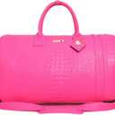 Tote&Carry Apollo 2 Large Rolling Duffle Bag with Wheels, Carry-On Roll Duffel for Travel, Gym, Sports, Daily, Weekend & All-Purpose Use for Men & Women (Crocodile Skin, Neon Pink)