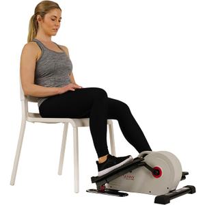 Sunny Health & Fitness Sitting Under Desk Pedal Exerciser, Portable Training Machine for Senior Exercise, Home Workout Elliptical & Bike, Optional Free SunnyFit App Connection, Motorized, or in Pink