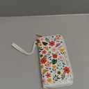 Flower Womens Wallet, RFID Blocking Wallets for Women, ColofuleFloral Ladies Purse with Zip Around Credit Card Holder and 10 Card Slots & ID Window, Large Capacity Clutch Hand Strap Christmas Gift