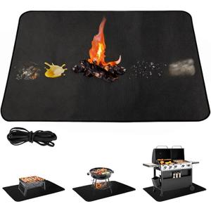 Under Grill Mat for Outdoor Grill, Double-Sided Fireproof BBQ Pad, Waterproof Heat-Resistant Grill Floor Mat, Non-Slip Fire Pit Mat for Backyard Barbecue & Camping(48 * 36inch)