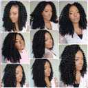12inch Jamaican Bounce Crochet Hair For Black Women 4packs 72 Roots Natural Black Jumpy Wand Curls Hair Short Pre Looped Curly Hair (12inch (pack of 4), 1B)