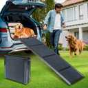 PawStep 63 Foldable Aluminum Dog Ramp for Cars/SUV/Trucks  Non-Slip Surface, 250 lbs Capacity, Lightweight & Portable Four-Fold Design (Fits Pets