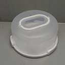 Top Shelf Elements Round Cake Carrier Two Sided Cake Holder Serves as Five Section Serving Tray, Portable Cake Stand Fits 10 inch Cake, Cake Box Comes With Handle, Cake Container Holds Pies (White)