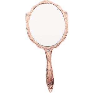 Angoily Vintage Handheld Mirror Decorative Hand Mirror Portable Makeup Mirror Hand Mirror for Makeup Metal Handle Small Hand Mirr