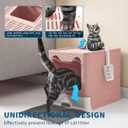 Medario Cat Litter Box with Litter Mat and Scoop, Large Covered Litter Box with Lid, Enclosed Kitty Box, Front Entry Top Exit, Odor Control, Easy to Clean (Pink)