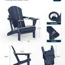 MUCHENGHY Folding Adirondack Chairs, Patio Chairs, Lawn Chairs, Outdoor Chair, Adirondack Chair Plastic, Fire Pit, Weather Resistant with Cup Holder for Deck, Backyard, Garden(Dark Navy Blue), 20.87 inches x 34.84 inches x 6.1 inches