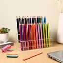 Acrylic Pen Holder Storage Box with Multi-Slot Design 2-Tier 48-Slot Large Capacity Pencil Organizer and Brush Stand for Desk Makeup Brushes Markers and Art Supplies (24.00X10.50X9.00CM)