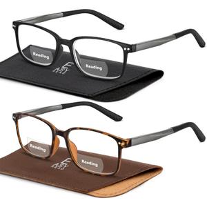 EASY READ 2 Pairs TR90 Bifocal Reading Glasses for Men,Rectangular Sport Blue Light Blocking Readers with Spring Hinge (Black/Tortoise)