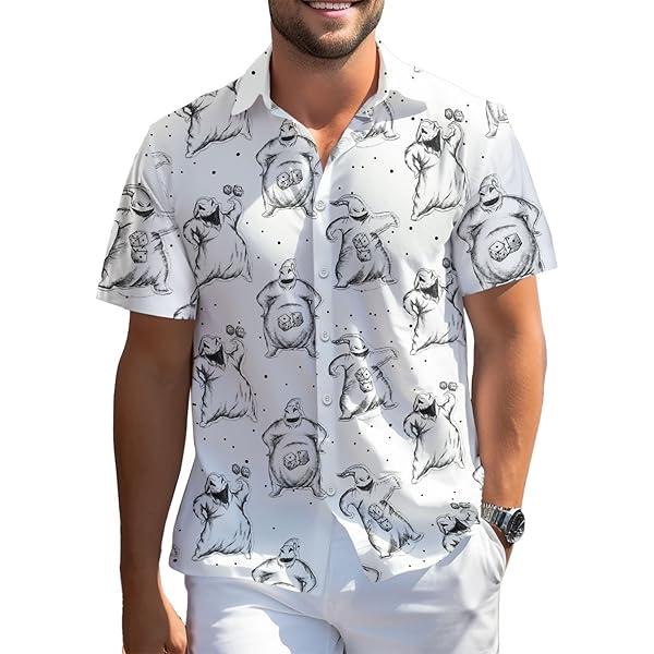 Funny Holiday Hawaiian Shirt for Men Aloha Mens Hawaiian Shirts Casual Short Sleeve Button Down Shirt Men L