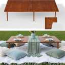Hahafelt 1 Set Low Picnic Table, Foldable Boho Picnic Table with Extra Large Outdoor Camping Blanket Portable Boho Wood BBQ Tables for Camping Wedding Beach BBQ Party (44 x 22",Brown)