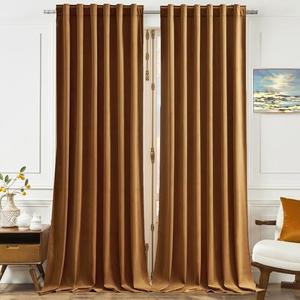 Timeper Gold Brown Velvet Curtains 84 inches 2 Panels, Light Blocking Curtains for Bedroom Living Room Thermal Insulated Luxury Super Soft Window Drapes,Back Tab & Rod Pocket,W52 x L84 inches
