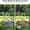 Hanging Bird Bath for Outdoors,11Inch Double Patchwork Birdbath Bowl Window Birds Feeder with 13.5 in Rust-Proof Black Chains Metal Hanging Birds Feeder for Garden Backyard Decor Copper Blue