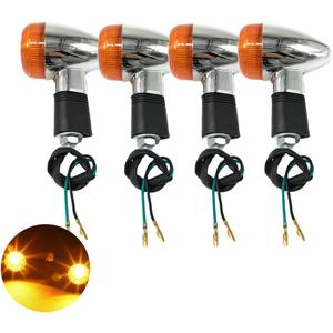 Universal 4pcs Motorcycle Turn Signals Chrome Bullet Front Rear Lights Compatible with Harley Honda Suzuki Yamaha Kawasaki Motorcycle Bobber Chopper (Amber)