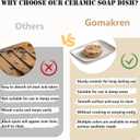 Gomakren Soap Dish for Shower, Ceramic Bar Soap Holder with Honeycomb Design, Soap Saver Tray for Bathroom Kitchen Sink, Sponge & Organizer Tray, Upscale Look, 5.5 Inch, Beige