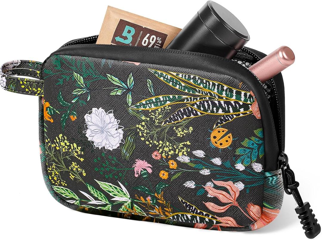 Smell Proof Bag, 6.7"x4.7" Smell Proof Container with Activated Carbon Fiber Liner, Odorless Airtight Travel Organizer & Stylish Gifts for Women (Green)