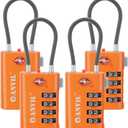 ANVIL TSA Approved Luggage Locks with Search Alert Indicator, 4-Digit Combination Suitcase Lock, Advanced TSA008 Core Heavy Duty Anti-Theft Travel Lock for Double Zippers, Backpacks (4, Orange)