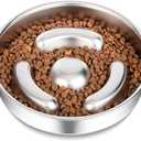 Slow Feeder Dog Bowl Stainless Steel8-inch Diameter Dog Slow Feeder BowlHeavy Duty with Non-Slip Rubber Base2Cups Capacity for Medium & Large Dog.Thick and Heavy Edition