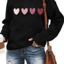 Ykomow Long Sleeve Valentines Shirts Women Plaid Love Heart Valentine's Sweatshirts Blouse Tops M, Black