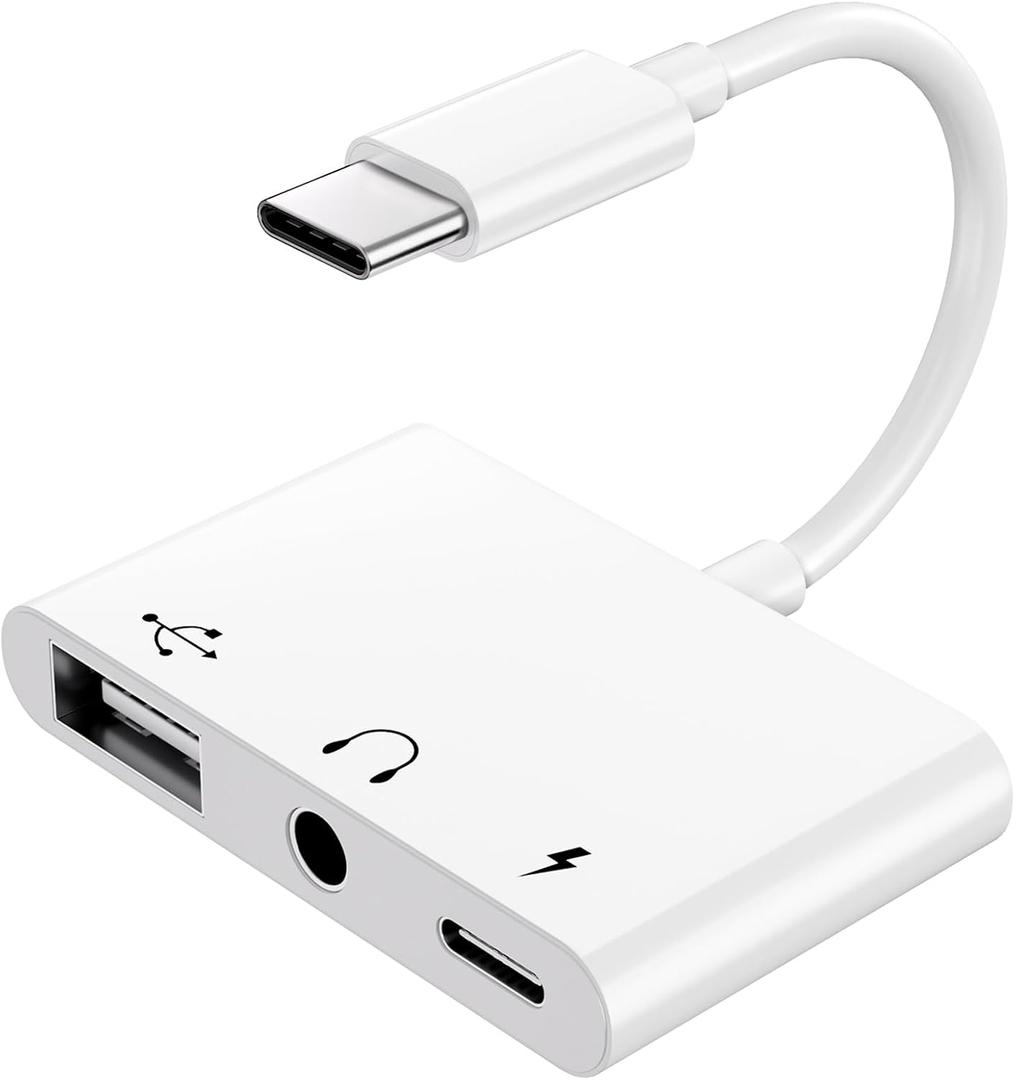 USB C to 3.5mm Audio OTG Adapter,3in1 USB-C to USB Adapter with 3.5mm Headphone Jack Adapter and 60W PD Fast Charging, Compatible with Most Type-C Phones, Laptops, iPad Pro, i-Phone 17/16/15