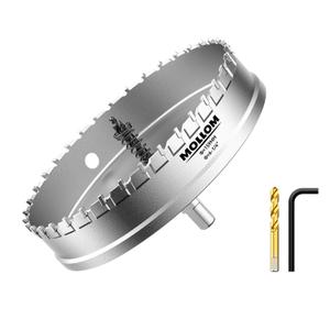 Mollom (6-1/4''|159mm) Heavy Duty Carbide Hole Saw with 2 Pilot Drill Bits, Hole Cutter cuts Stainless Steel, mild Steel, Iron, Copper, Brass, Plastic