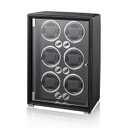 KOHUDIS Watch Winder for 2/ 4/ 6/ 9 Automatic Watches, high-end Leather Making, Super Quiet Mabuchi Motor, Two Power Modes, Built-in led Lights (Black Watch Winders for 6 Watches)