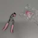 Stainless Steel Eyelash Curler with Built-in Comb Pinch Pain-Free Suitable for Any Eye Shapes and Sizes, with 5 Silicone Refill Pads (Light Pink)