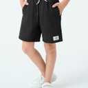 Haloumoning Boys Corduroy Shorts Kids Casual Elastic Waist Drawstring Summer Shorts with Pockets 5-14 Years (11-12 Years, Black)