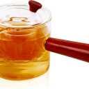 WHJY Glass Teapot With Infuser for Loose Tea, Small Magic Kettle for Stove Top, Clear Japanese Kyusu With Wooden Handle - 17 oz