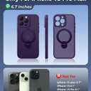 FNTCASE for iPhone 15 Pro-Max Case: [360 Spin Magnetic Stand] [Compatible with Magsafe] [Screen Protector] Translucent Matte Military Grade Shockproof Full Camera Protective Phone Cover - Purple