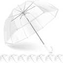 Clear Bubble Umbrella Wedding, High-Visibility Transparent Rain Umbrellas Bulk, Windproof Large Clear Umbrella, Firm and Durable, Dome Umbrellas for Wedding Bride Groom Photography Golf Outdoor, 8 Pack