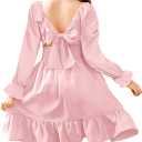 Arshiner Girls Dresses Long Sleeve Tie Back Fall Winter Off Shoulder Dress Kids Clothes (11-12 Years)