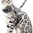 Cat Harness and Leash Escape Proof Kitten Harness Cat Leash for Walking Travel Service Cat Vest, Grey, X-Large