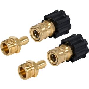 YAMATIC Pressure Washer Adapters, M22 14mm Male to 1/4" Plug, M22 14mm Female to 1/4" Socket, Power Washer Hose and Gun Coupler, 5000 PSI Quick Connect Fittings, 4PCS