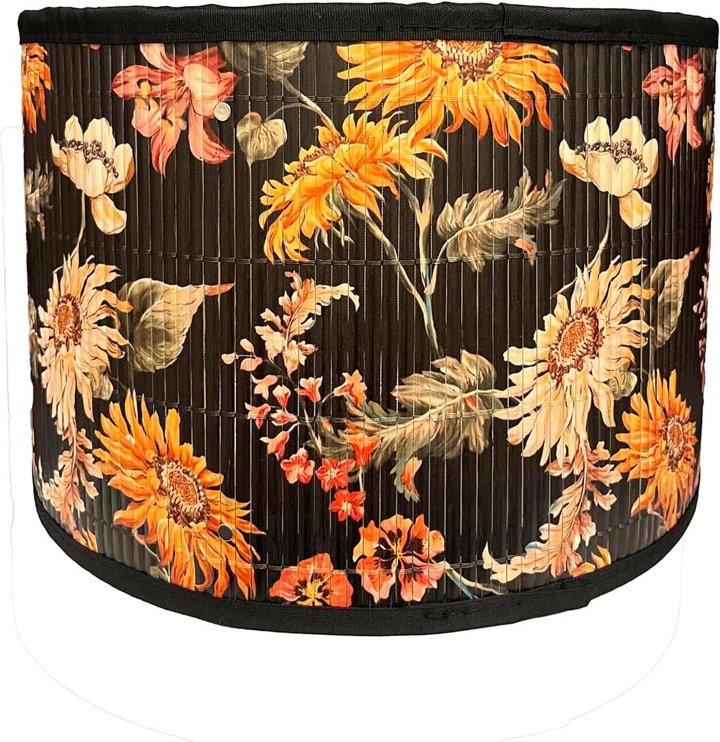 Floral Lamp Shades E27 Vintage Flower Patterned Lampshade 11.8" x 7.9" Printed Oval Lamp Cover for Table Floor Light Chandelier (Daisy)