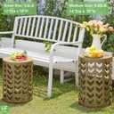 Nesting Side Table Set of 3 Decorative Round Garden Stools for Indoor Outdoor Heavy Duty Metal Frame Side Table Nightstands Modern End Table Plant Stand, Glossy Golden