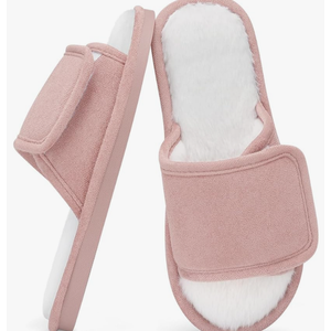 SHIBEVER Women's Slippers Fuzzy Open Toe Slip On Indoor House Shoes Comfy Bedroom Women Slippers Size 8.5-9.5