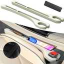 New!Car Seat Gap Filler 2 Pack with Seat Belt Holes and Seat Belt Pads, Auto Crevice Blockers Fill Gap Plug in Between Seat and Console, Universal for Most Cars Trucks SUVs to Stop Dropping,Beige