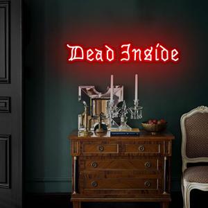Dead Inside Neon Sign for Wall Decor,Gothic Horror Home Decor,Halloween Party Wall Decor,Gothic Lover Gifts,USB Powered With Switch-25''