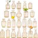 Glass Bud Vase Set of 24, Small Amber Flower Vases for Centerpieces in Bulk, Mini Vintage Vase for Wedding Decor, and Home Table Dcor