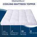 Marine Moon Mattress Topper Queen, Cooling Plush Bed Thick Pillow Top Pad, Hotel Quality Down Alternative for Queen Size with Deep Pocket, Soften Hardened Bed