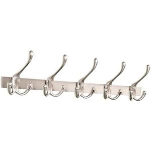 Reroser Modern Zinc Alloy Wall Mounted Coat Rack - Multi-Purpose Wall Hook Organizer with 5 Hooks, Rustproof Metal Hooks for Hallway, Bathroom, Bedroom (Silver Nickel, 1 Item-5 Hooks)