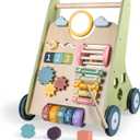 Wooden Baby Walker with Wheels, Baby Walker for Boys 12 Months Push Toy, Montessori Walking Toys for 1 Year Old Activity Center